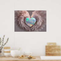 *~* Coeur Dusty Rose Ange ailes AP78 Poster Opal