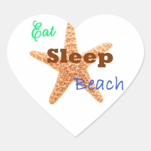 Cœur Eat Sleep Beach - Sticker Coeur