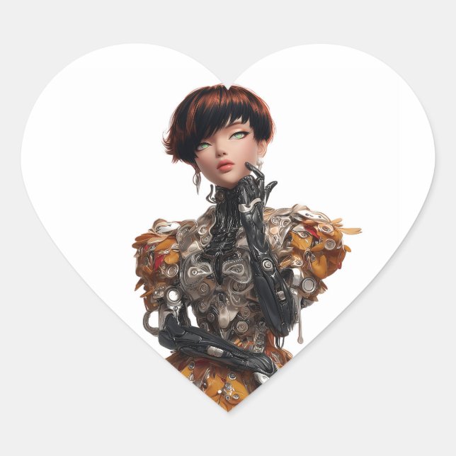 Cœur Edgy Heart Sticker with Cyberpunk Diva (Devant)