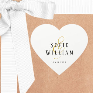 Cœur Élégant Sticker de date simple Mariage Noms