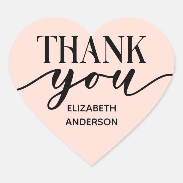 Cœur Élégant Sticker de Merci noir blanc (Devant)