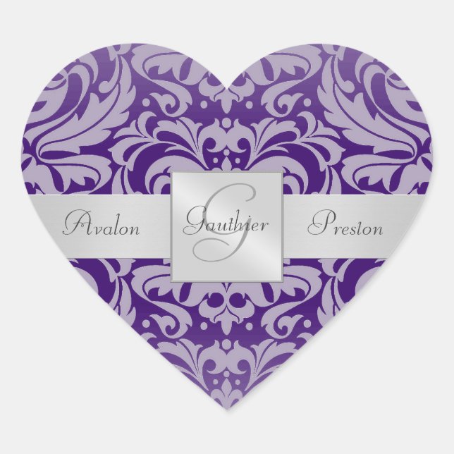 Cœur Élégant Sticker Mariage du coeur pourpre (Devant)