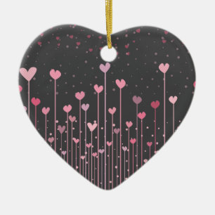 Cœur En Céramique Bel ornement rose de la Saint-Valentin de coeurs