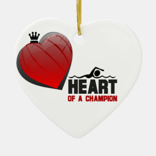 Cœur En Céramique Coeur d'un ornement de natation de champion