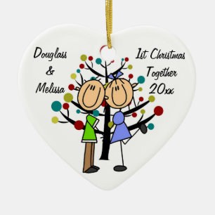Cœur En Céramique Ęr de Noël du couple ornement de coeur ensemble