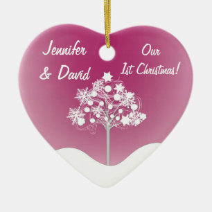 Cœur En Céramique ęr Ornement de mariage de Noël