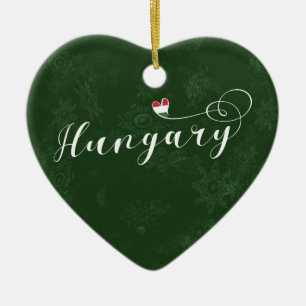 Cœur En Céramique Hongrie Coeur, ornement d'arbre de Noël