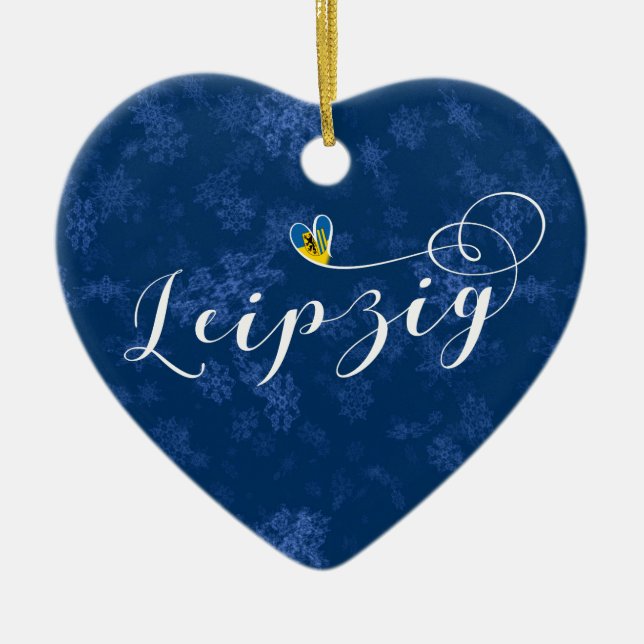 Cœur En Céramique Leipzig Heart, Ornement d'arbre de Noël, Allemagne (Devant)