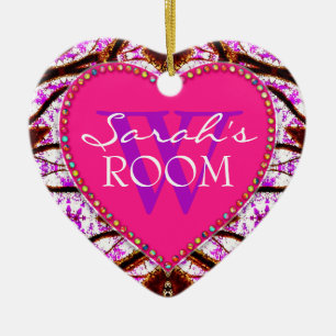 Cœur En Céramique Nom de la porte rose de la tribu Ornement cardiaqu