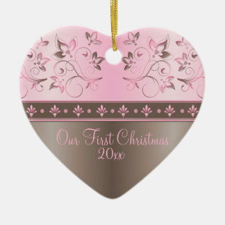 Cœur En Céramique Notre premier ornement de garde de Noël