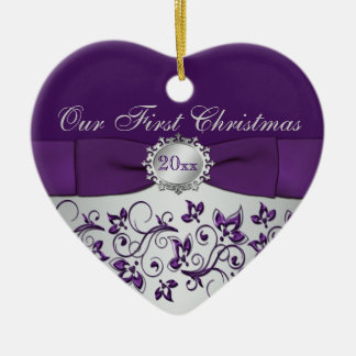 Cœur En Céramique Notre premier ornement de garde de Noël
