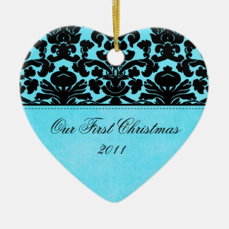 Cœur En Céramique Notre premier ornement de souvenir de Noël