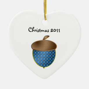 Cœur En Céramique Ornement bleu de Noël de gland
