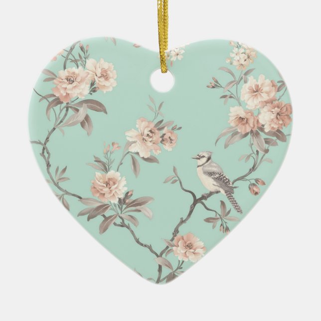 Cœur En Céramique Ornement Coeur suspendu - Chic Chic de Shabby (Devant)