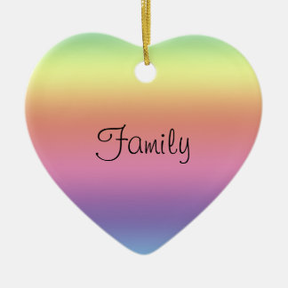 Cœur En Céramique Ornement - couleurs arc-en-ciel et coeur de famill