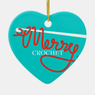 Cœur En Céramique Ornement d'arbre de fil de Joyeux Noël de crochet