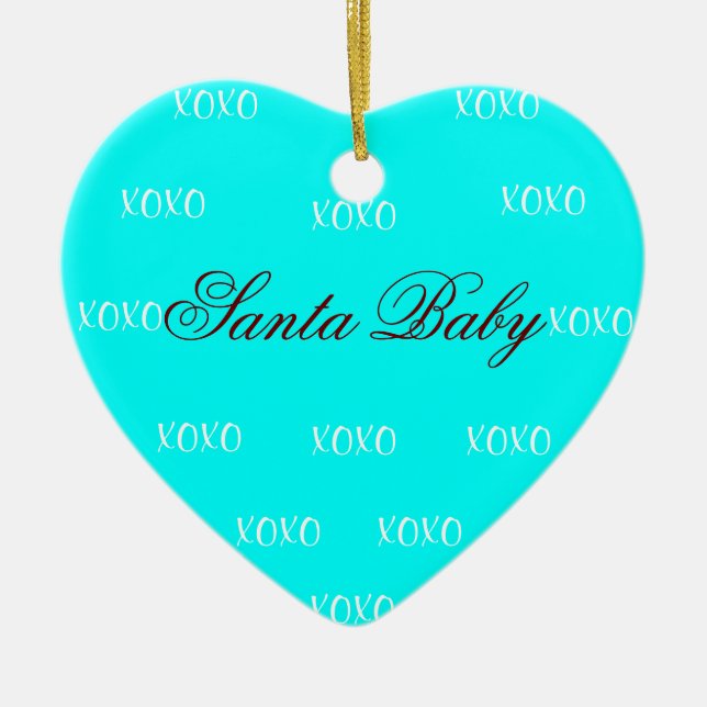 Cœur En Céramique Ornement de bébé de Père Noël (Devant)