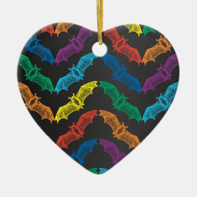 Cœur En Céramique Ornement de chauves-souris (Devant)