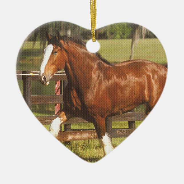 Cœur En Céramique Ornement de Clydesdale (Devant)