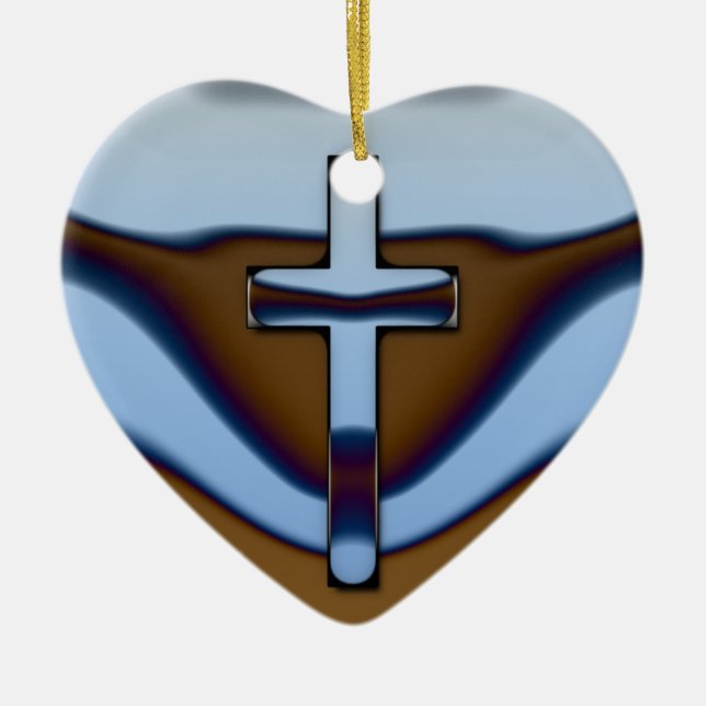 CŒUR EN CÉRAMIQUE ORNEMENT DE COEUR DE CHROME (Devant)