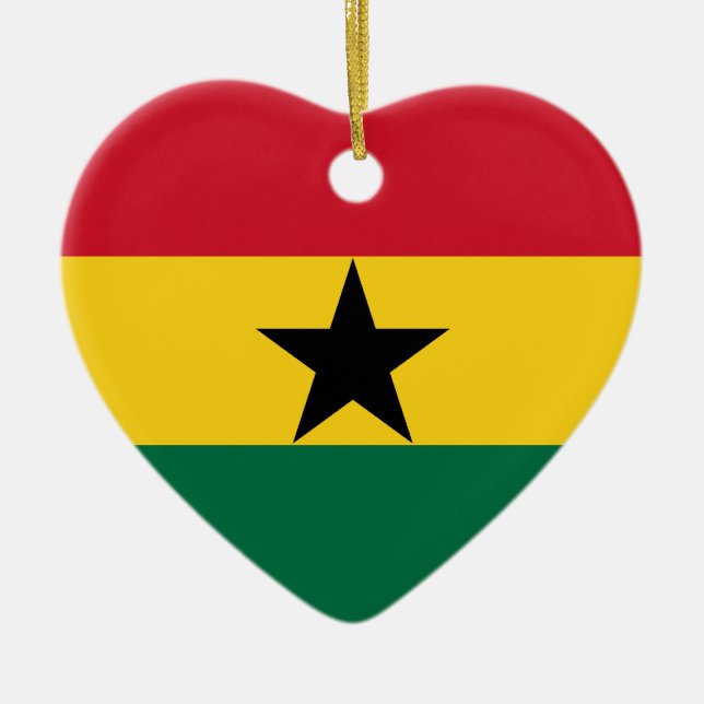 Cœur En Céramique Ornement de coeur de drapeau du Ghana (Devant)