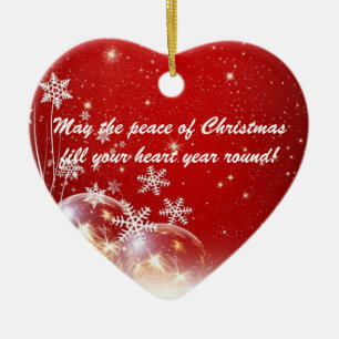 Cœur En Céramique Ornement de coeur de la paix de Noël