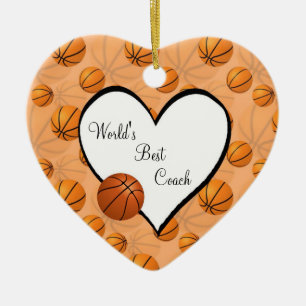 Cœur En Céramique Ornement de coeur de Noël de basket-ball