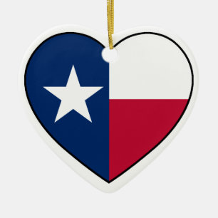 Cœur En Céramique Ornement de coeur du Texas pour l'arbre de Noël