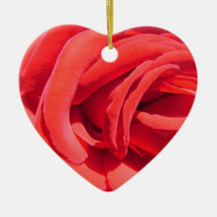 Cœur En Céramique Ornement de la Saint-Valentin de rose rouge.