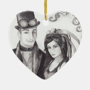 Cœur En Céramique Ornement de Steampunk d'ornement de mariage de