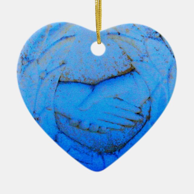 Cœur En Céramique ornement des mains vissées (Devant)