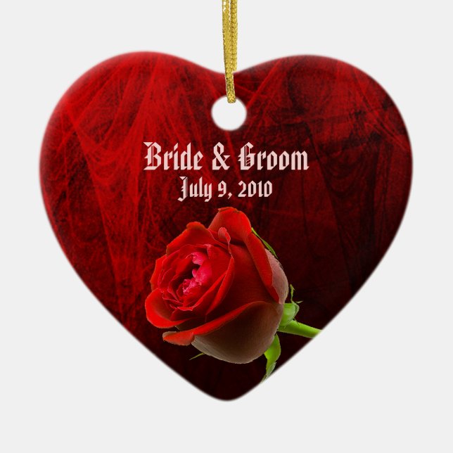 Cœur En Céramique Ornement du Mariage de Rose gothique Keepsaké (Devant)