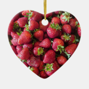 Cœur En Céramique Ornement - Fraises d'été
