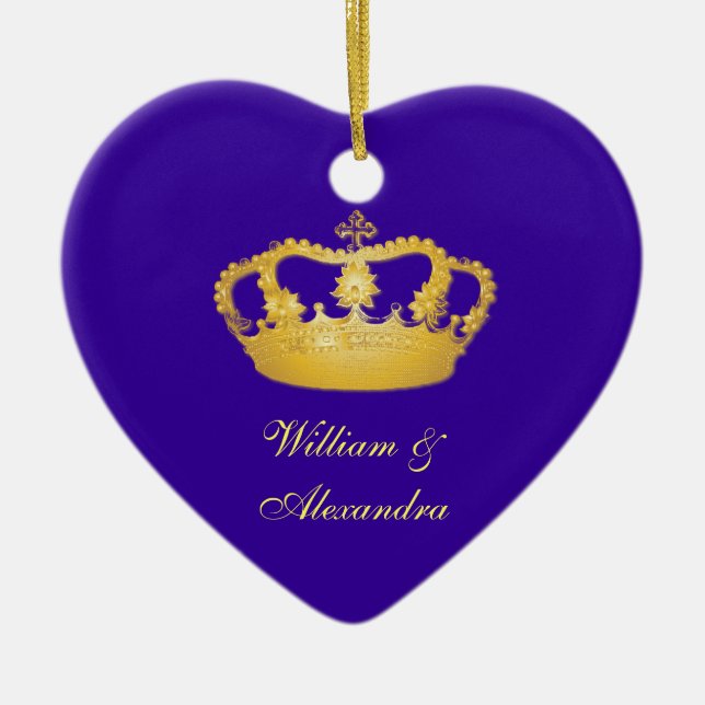 Cœur En Céramique Ornement Golden Crown II (Devant)