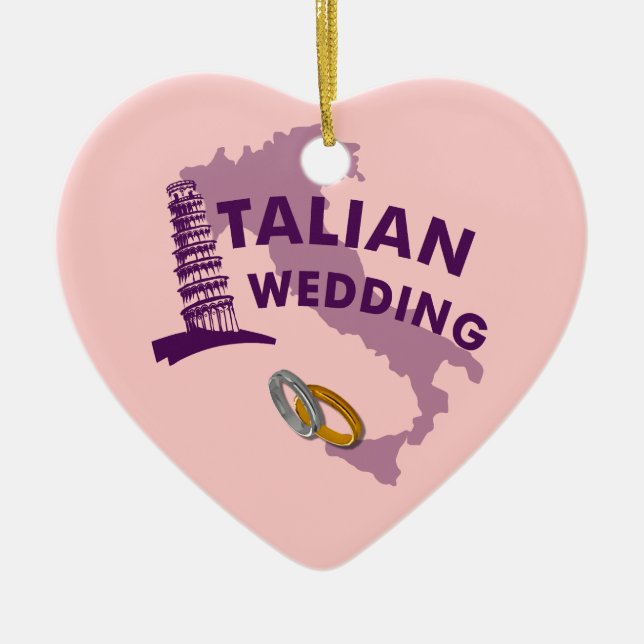 Cœur En Céramique Ornement italien de mariage (Devant)