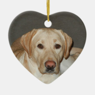 Cœur En Céramique Ornement jaune de Noël de labrador retriever