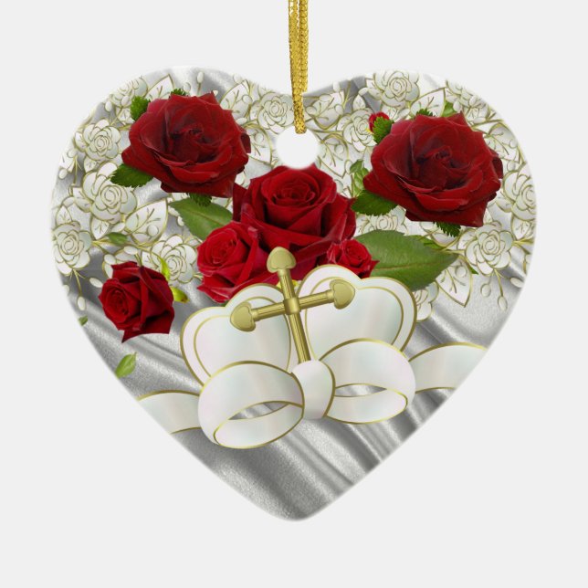 Cœur En Céramique Ornement mariage Déco (Devant)