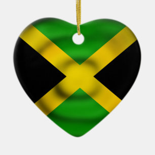 Cœur En Céramique Ornement noir de drapeau de coeur de la Jamaïque