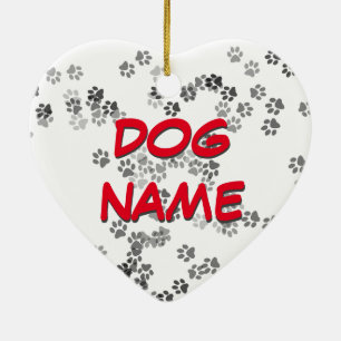 Cœur En Céramique Ornement nommé de chien