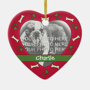 Cœur En Céramique Ornement personnalisé de photo d'animal familier