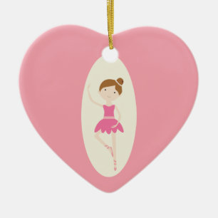 Cœur En Céramique Ornement rose de coeur de la ballerine 1