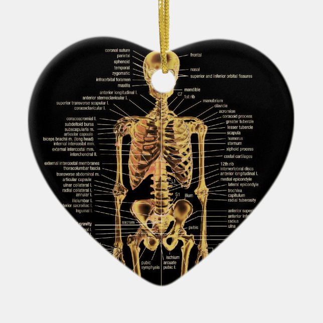 Cœur En Céramique Ornement squelettique (Devant)