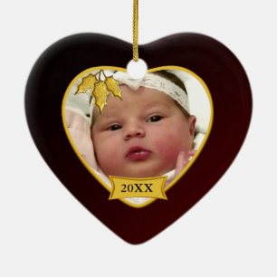 Cœur En Céramique Premier ornement de photo de Noël du bébé dans