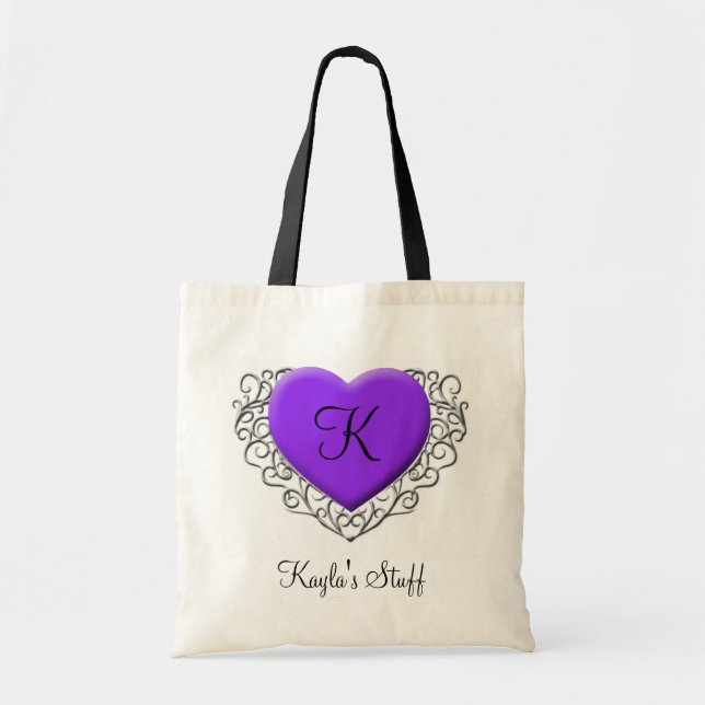 Coeur en filigrane pourpre, sac nommé de (Devant)