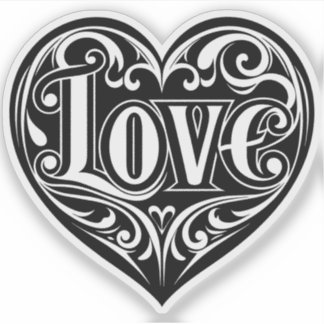 Coeur en forme d'amour sticker vinyle