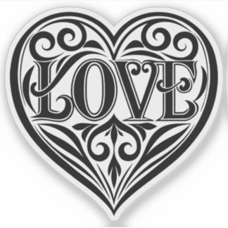 Coeur en forme d'amour sticker vinyle