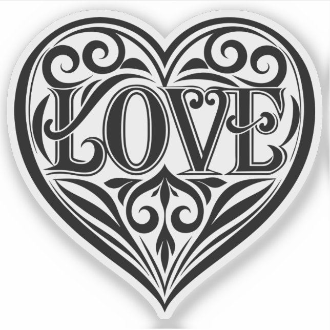 Coeur en forme d'amour sticker vinyle (Devant)
