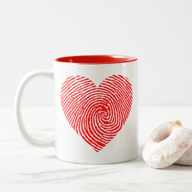 Coeur encre bicolore tone tasse à café (Avec donut)