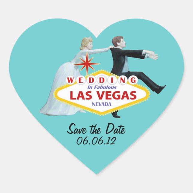 Cœur Enregistrer le Mariage de date à Las Vegas Sticker (Devant)