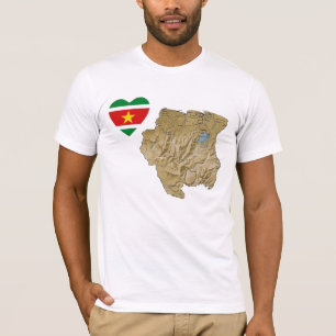 Coeur et carte drapeau du Suriname T-shirt